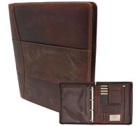 Dokumentmappe - Unterlagenmappe - Schreibmappe a4 Leder Linkshänder - Schreibmappe College A4 - Konfererenzmappe a4 Linkshänderfreundlicher - Reißverschluss, Ledermappe a4 (Hunter Braun)