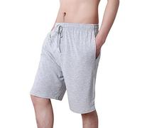Dolamen Herren Schlafanzughose Hose Shorts kurz, Modal Baumwolle unterwäsche Boxershorts Nachtwäsche Trunk Pyjamahose verstellbarem Elastik-Bund Taschen Schlafen Freizeit (XX-Large, Grau)