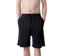 Dolamen Herren Schlafanzughose Hose Shorts kurz, Modal Baumwolle unterwäsche Boxershorts Nachtwäsche Trunk Pyjamahose verstellbarem Elastik-Bund Taschen Schlafen Freizeit (XXX-Large, Schwarz)