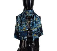 Dolce & Gabbana Blau Marmor Nadelstreifen Ausfransenkante Herren Schal Einheitsgröße