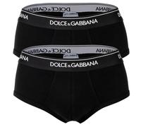 DOLCE & GABBANA Herren Slips, 2er Pack - Slip Brando, Stretch Baumwolle Schwarz XL