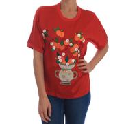 Dolce & Gabbana Damen Rote Seidenbluse mit Orangen-Muster und Kristallen EU 32 / UK 4