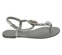 Dolce & Gabbana Damen Silberne Kristall Sandalen Flip-Flops Schuhe EU 37