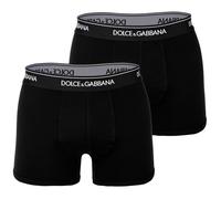 DOLCE & GABBANA Herren Boxershorts, 2er Pack - Regular Boxer, Stretch Baumwolle M Schwarz