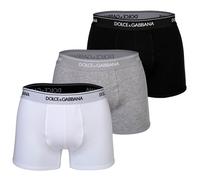 DOLCE & GABBANA Herren Boxershorts, 3er Pack - Regular Boxer, Stretch Baumwolle Schwarz/Weiß/Grau L