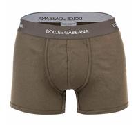 DOLCE & GABBANA Herren Boxershorts - Fine-Rib Regular Boxer, Baumwolle, gerippt, Logobund XXL Grün