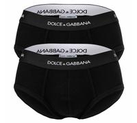 DOLCE & GABBANA Herren Slips, 2er Pack - "Slip Brando", Logo-Bund, Baumwolle Schwarz M