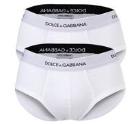 DOLCE & GABBANA Herren Slips, 2er Pack - "Slip Brando", Logo-Bund, Baumwolle XXL Weiß