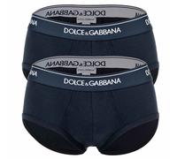 DOLCE & GABBANA Herren Slips, 2er Pack - Slip Brando, Stretch Baumwolle L Blau