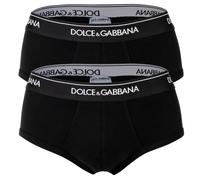 DOLCE & GABBANA Herren Slips, 2er Pack - Slip Brando, Stretch Baumwolle XL Schwarz