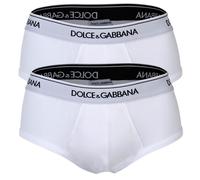 DOLCE & GABBANA Herren Slips, 2er Pack - Slip Brando, Stretch Baumwolle XL Weiß