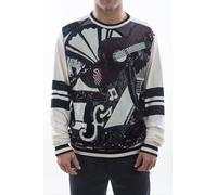 Dolce & Gabbana Men's White Jazz Sequined Guitar Pullover Top Sweater L
