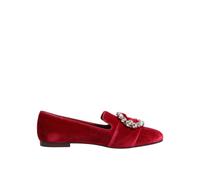 Dolce & Gabbana Rote Samt Crystal Schnalle Slipper Flachschuhe 36,5 EU/IT