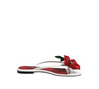 Dolce & Gabbana Rote Weiße KEIRA Blumen Leder Sandalen Schuhe EU 37