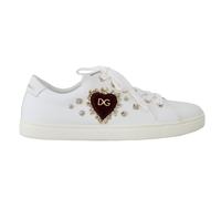 Dolce & Gabbana Weiße Leder Gold Rote Herz Sneakers 36,5 EU/IT