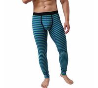 DolceTiger Lange Unterhosen aus Baumwolle Winter Thermo-Leggings Gestreift Herren-Unterwäsche Thermounterwäsche Kompressionshose Sporthose Lang Sport-Leggings (Green, L)