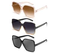 Dollger übergroße Quadratische Retro Sonnenbrille Damen Herren Große Mode Brille Schattierungen für Männer Frauen UV-Schutz,Teal+Schwarz+Leopard