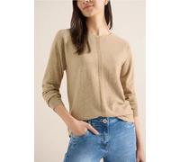 Strickpullover CECIL, Damen, Gr. XL (44), golden camel melange, Stoff, 50% Viskose, 28% Polyester, 22% Nylon, unifarben, normal normal, Rundhals, Rippbündchen, Pullover Strickpullover, soft und weich 
