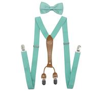 Doloise Herren Hosenträger Fliege Set Elastische Y-Form Stil Damen Hosenträger Fliege für Hochzeiten und formelle Veranstaltungen, Blaugrün/Ein Hauch von Paradies (Trace of Paradise), ons size