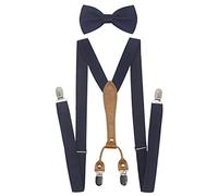Doloise Herren Hosenträger Fliege Set Elastische Y-Form Stil Damen Hosenträger Fliege für Hochzeiten und formelle Veranstaltungen, Marineblau, ons size