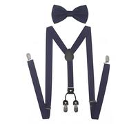 Doloise Herren Hosenträger Fliege Set Elastische Y-Form Stil Damen Hosenträger Fliege für Hochzeiten und formelle Veranstaltungen, Marineblau 02, Einheitsgröße
