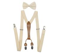 Doloise Herren Hosenträger Fliege Set Elastische Y-Form Stil Damen Hosenträger Fliege Für Hochzeit & formelle Veranstaltungen, beige