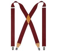 Doloise Verstellbare elastische Hosenträger für Damen und Herren mit starken Metall-Clips - Rot - Einheitsgröße