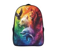 Dolphin, Bear, Löwe And Adler Kinder Für Schule Und Reise Kinderrucksack Einstellschnalle Schultergurte,OutdoorFarbenreich Pattern Backpack 16 inch