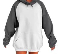 Dolvitrny Oversize Hoodie Damen Farbblock Mit Kordelzug Oversize Hoodie | Oversize Schnitt, Raglanärmel für Bewegungsfreiheit, weiches Polyester, ideal für Layering, casual Look