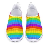 Dolyues 3D Bunte Regenbogen LGBT Druck Atmungsaktive Schlüpfen Turnschuhe Frauen Beiläufig Trainer Wanderschuhe 42 EU