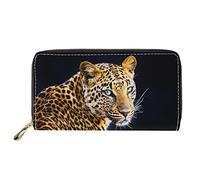 Dolyues 3D-Gelb-Leopard-Gepard-Druck-Frauen-Geldbörsen-Reißverschluss-PU-Leder-Kreditkartenhalter-mehrere Kartenfächer-Clutch-Tasche