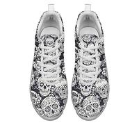 Dolyues 3D Weiß Jahrgang Totenkopf Drucken Damen Laufschuhe Mode Athletic Trainerin Sport Schnürschuhe EU39