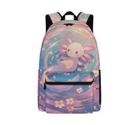 Dolyues Axolotl Rucksack für Mädchen, Batikfärbung, Alter 6-8 Jahre, niedlicher Schulanfang, Büchertasche für Grundschulkinder, ergonomisch, dritte Klasse, Axolotl Flower, Tagesrucksack