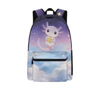 Dolyues Axolotl Rucksack für Mädchen, Batikfärbung, Alter 6-8 Jahre, niedlicher Schulanfang, Büchertasche für Grundschulkinder, ergonomisch, dritte Klasse, Axolotl Starry Galaxy, Tagesrucksack
