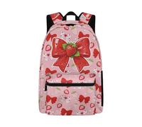 Dolyues Axolotl Rucksack für Mädchen, Batikfärbung, Alter 6-8 Jahre, niedlicher Schulanfang, Büchertasche für Grundschulkinder, ergonomisch, dritte Klasse, Schleife, Erdbeere, Tagesrucksack