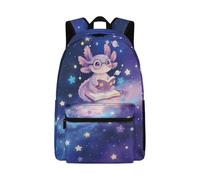 Dolyues Axolotl Rucksack für Mädchen, Batikfärbung, Alter 6-8 Jahre, niedlicher Schulanfang, Büchertasche für Grundschulkinder, ergonomisch, dritte Klasse, Axolotl Book Starry, Tagesrucksack