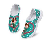 Dolyues Blaugrüne Blau Cartoon Stillmuster Damen Low Top Sneaker, Bequeme, Leichte Sport Athletic Gym Sneaker