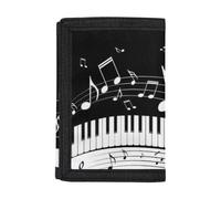 Dolyues Brieftaschen, Trifold Geldbörse Münze/Bargeld/Kartenhalter Beutel Handtasche mit ID Fenster, Klaviertaste Musiknote
