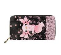 Dolyues Damen-Geldbörse, Kreditkartenetui mit Reißverschluss, Münzfächer und mehreren Kartenfächern, PU-Leder, Axolotl Kirschblüte, Klassisch