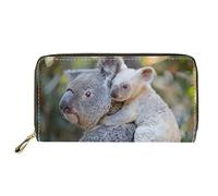 Dolyues Damen-Geldbörse mit Reißverschluss und Münzfächern, PU-Leder, langer Kreditkartenhalter, mehrere Kartenfächer für Damen, Koala Baby und Mutter Design, Klassisch