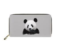 Dolyues Damen-Geldbörse mit Reißverschluss und Münzfächern, PU-Leder, langer Kreditkartenhalter, mehrere Kartenfächer für Damen, Schwarz-weißes Panda-Design, Klassisch