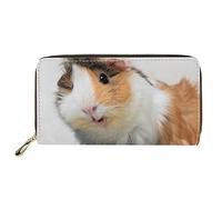 Dolyues Damen-Geldbörse mit Reißverschluss und Münzfächern, PU-Leder, langer Kreditkartenhalter, mehrere Kartenfächer für Damen, Meerschweinchen-Muster, Klassisch