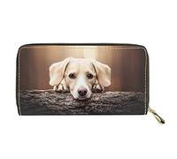 Dolyues Damen-Geldbörse mit Reißverschluss und Münzfächern, PU-Leder, langer Kreditkartenhalter, mehrere Kartenfächer für Damen, Labrador-Hundeaufdruck, Klassisch