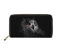 Dolyues Damen-Geldbörse, PU-Leder, mit mehreren Kartenfächern und Kartenfächern, Handyfächern, Clutch, Geldbeutel, Schwarzer Eulen-Druck, Klassisch