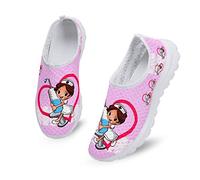 Dolyues Damen sportliche Mesh Sneaker mit Hellrosa Cartoon Krankenschwester Design, lässige, Bequeme, leichte Schuhe