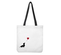 Dolyues Damen-Tragetaschen aus Segeltuch mit Tasche, großes Fassungsvermögen, wiederverwendbare Einkaufstasche, Dackel-Aufdruck, Large