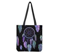 Dolyues Damen-Tragetaschen aus Segeltuch mit Tasche, großes Fassungsvermögen, wiederverwendbare Einkaufstasche, Mit Traumfänger-Aufdruck, Large