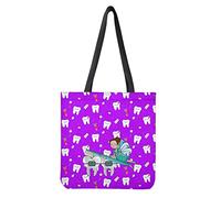 Dolyues Damen-Tragetaschen aus Segeltuch mit Tasche, großes Fassungsvermögen, wiederverwendbare Einkaufstasche, Zähne Engel, Large