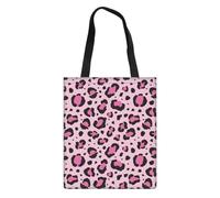 Dolyues Damen-Tragetaschen aus Segeltuch mit Tasche, großes Fassungsvermögen, wiederverwendbare Einkaufstasche, Rosa Leopardenmuster