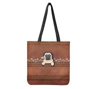 Dolyues Damen-Tragetaschen aus Segeltuch mit Tasche, großes Fassungsvermögen, wiederverwendbare Einkaufstasche, Large